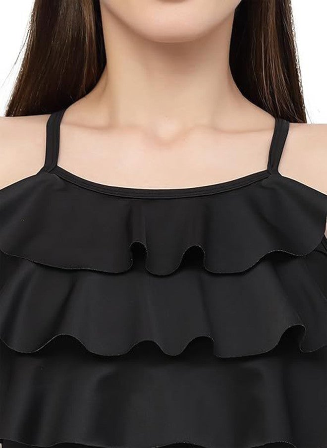CUKOO Women Padded Ruffle Detail Two Piece Swim Set - Image 2